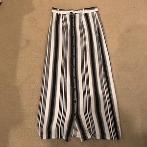 Long Striped Button Up Skirt